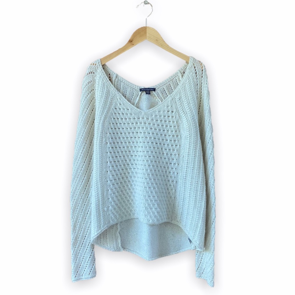 American eagle sweater white and glitter thread